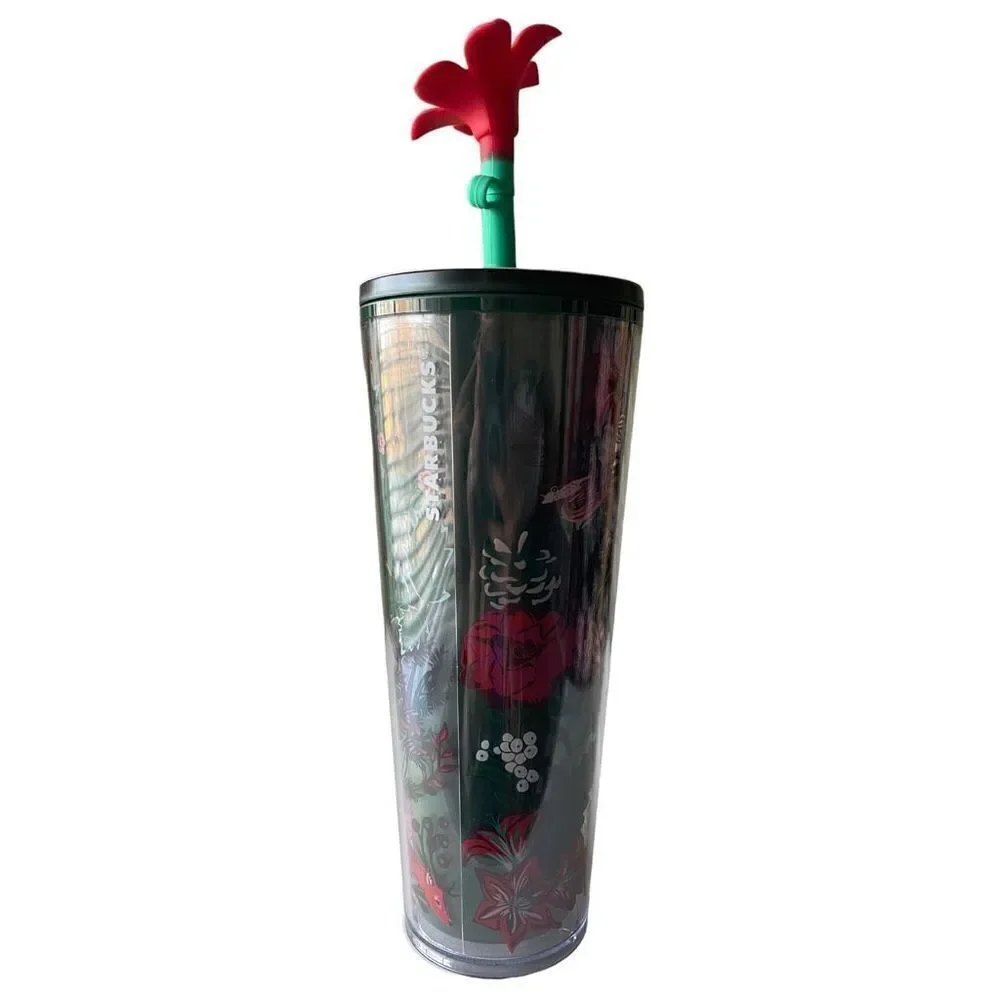 NWT 2022 Venti Woodland Berry Tumbler W/ Silicon Flower Straw Topper
